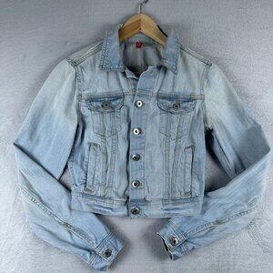 Divided by H&M Cropped Denim Jean Jacket Womens Size 4 Button Front Blue